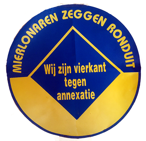 logo met slogan protest annexatie begin jaren 90 vorige eeuww logo protest annexatie